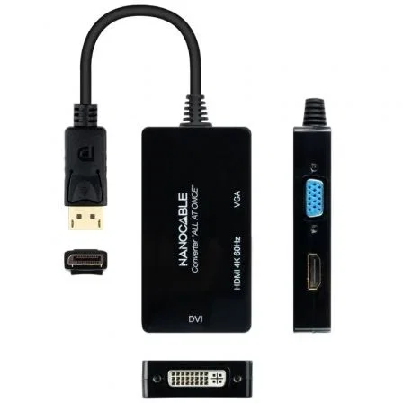 Nanocable Conversor DisplayPort a HDMI/DVI/VGA 20 cm Negro Nanocable Conversor DisplayPort a HDMI/DVI/VGA 20 cm Negro